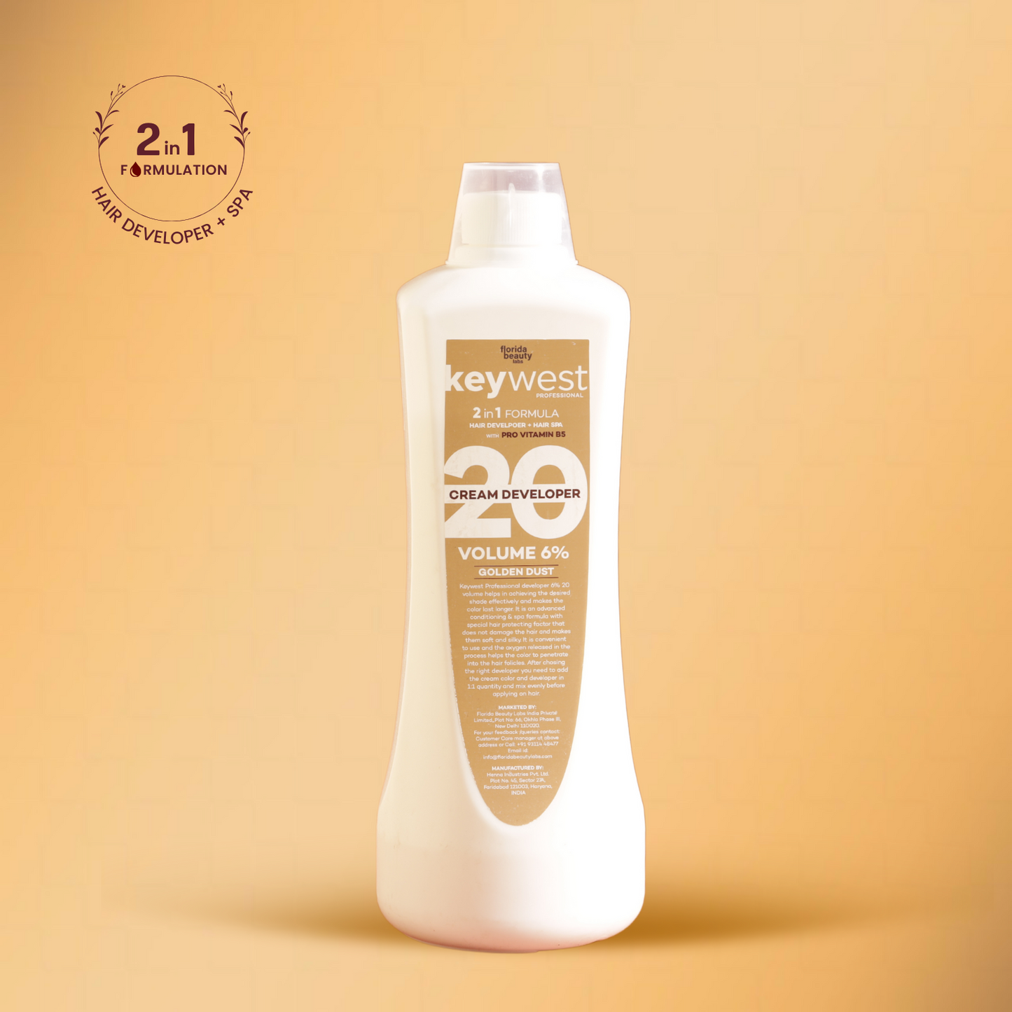 Keywest Professional Golden Dust Developer with Pro Vitamin B5 | 2-in-1 Hair Color with Spa | No Ammonia Routine | 1000ml