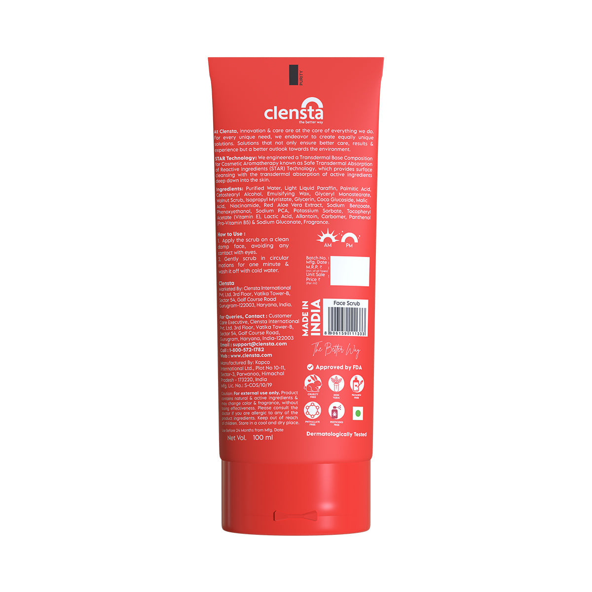 Clensta Red Aloe Vera Skin Glow Face Scrub  (100 Gm)