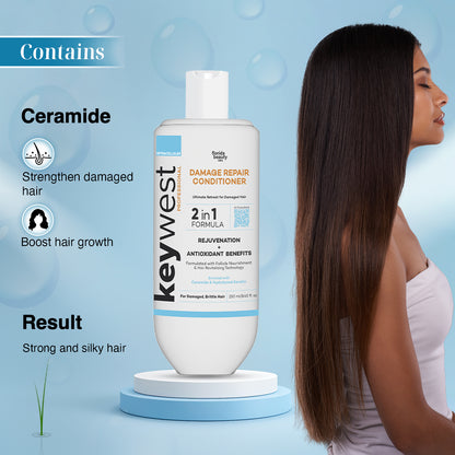 Keywest Professional Damage Repair Conditioner | 2-in-1 Formula | Rejuvenation & Antioxidant Benefits | 250ml