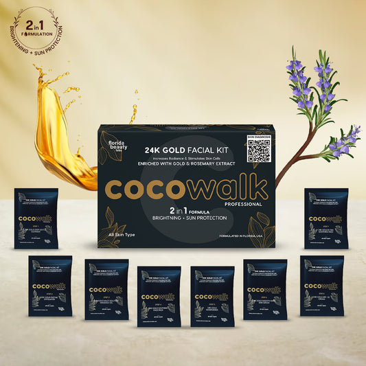 Cocowalk Professional 24K Gold Facial Kit | 2-in-1 Formulation | Brightening & Repair | Gold & Rosemary Extract.