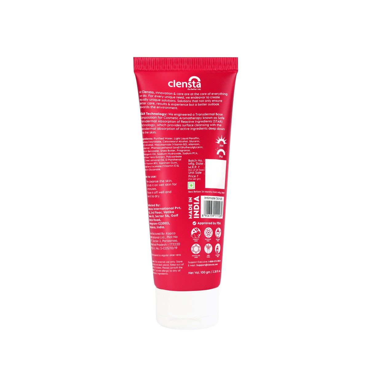 Clensta Red Aloe Vera Intimate Brightening Scrub For Men (100gm)