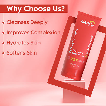 Clensta Red Aloe Vera Skin Glow Face Wash (100 Ml)