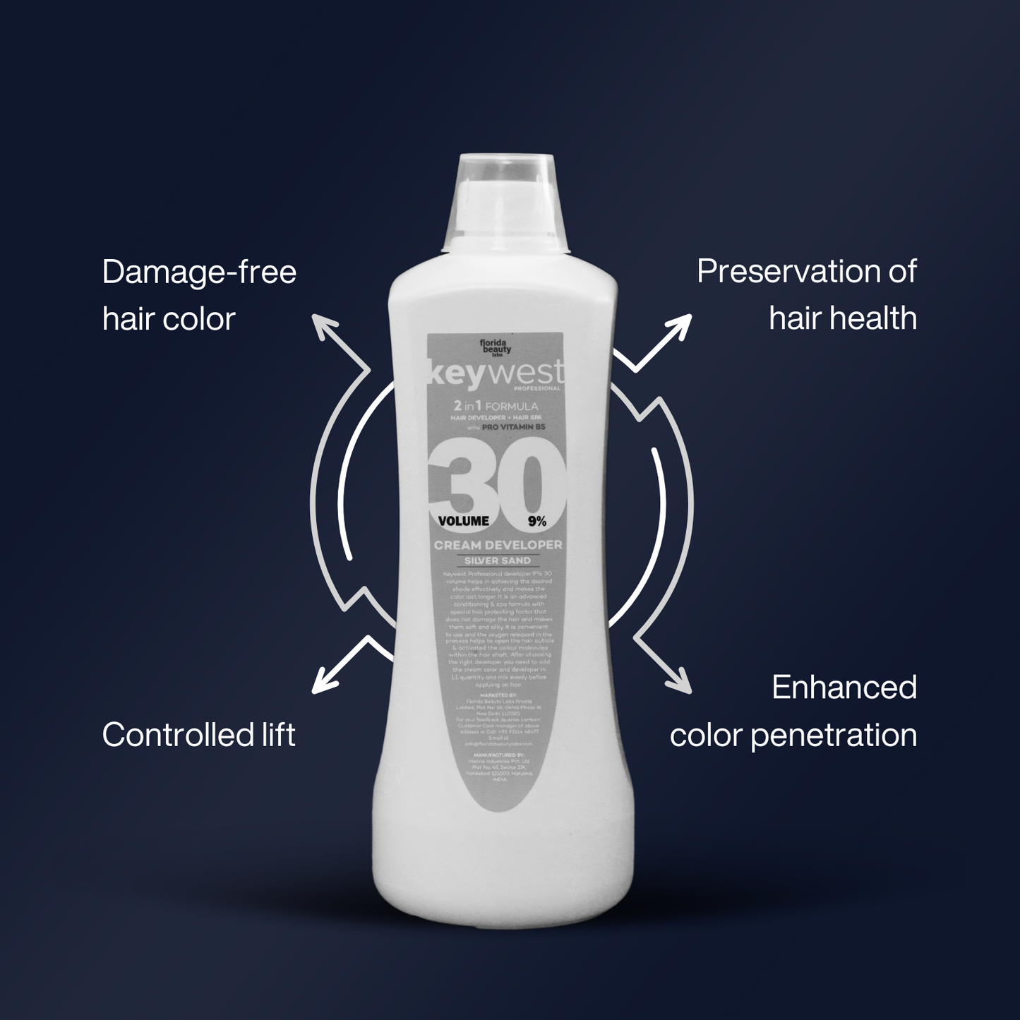 Keywest Professional Silver Sand Developer with Pro Vitamin B5 9% 30 Vol.| 2-in-1 Hair Color with Spa | 1000ml