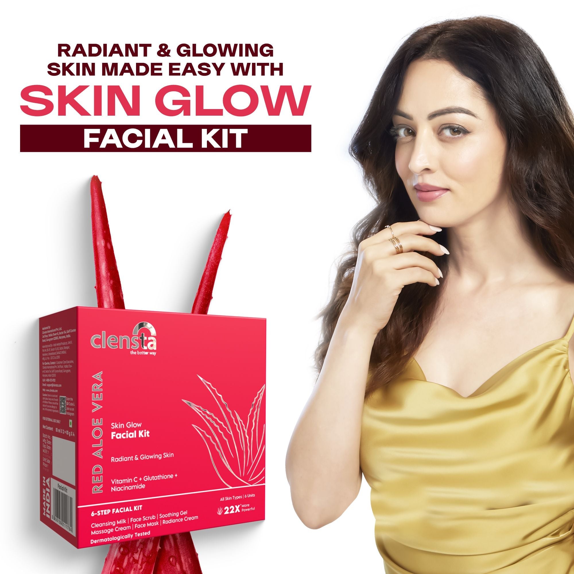 Clensta Red Aloe Vera Skin Glow Facial Kit