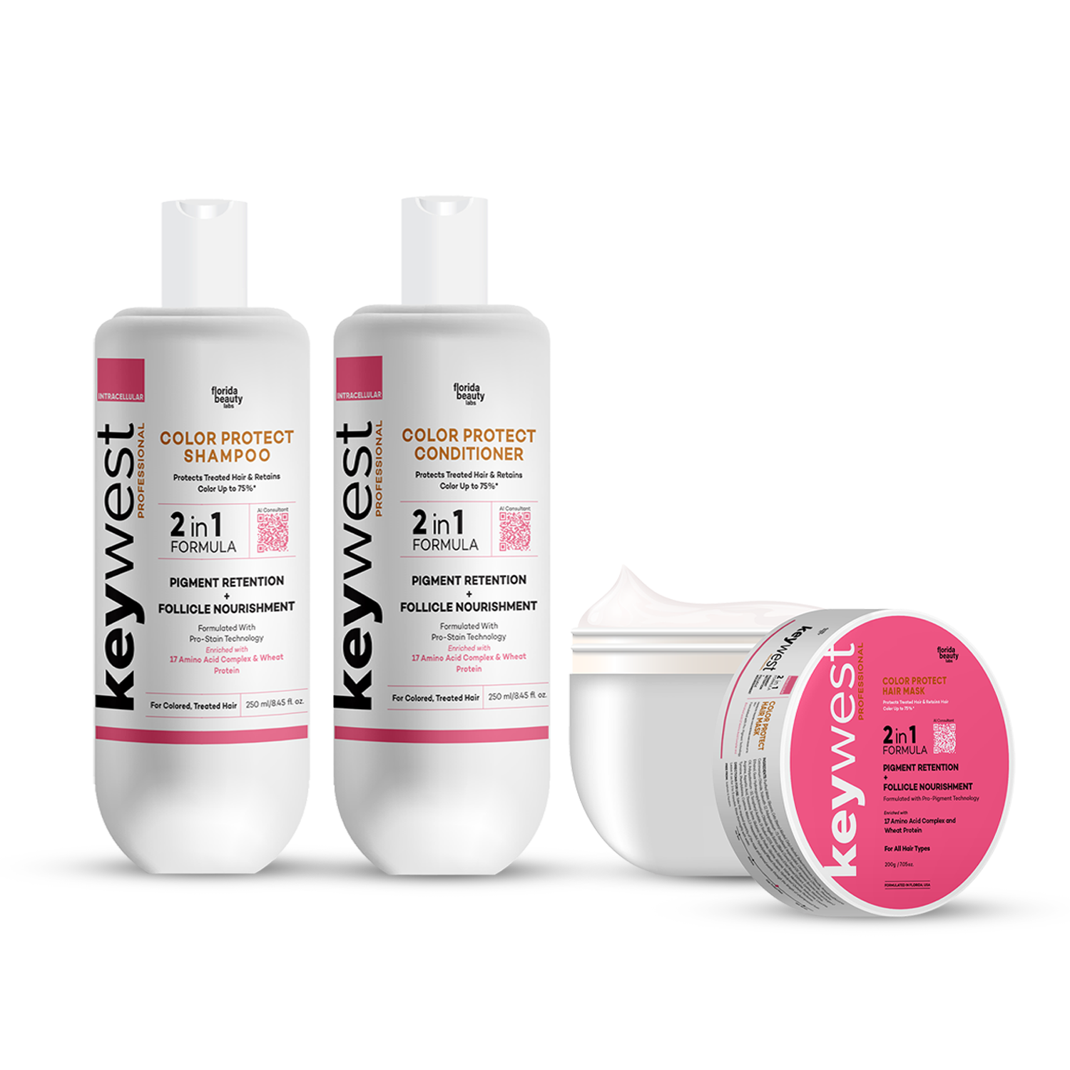 Keywest Professional Color Protect Hair Care Combo: Shampoo 250ml + Conditioner 250ml + Hair Mask 200gm