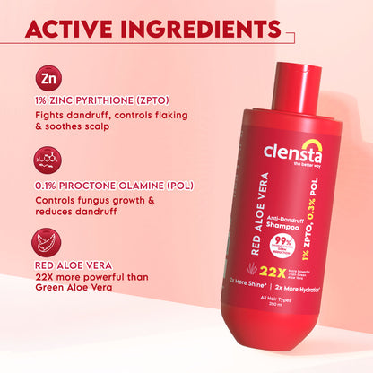 Clensta Red Aloe Vera Anti-Dandruff Shampoo (250 Ml)