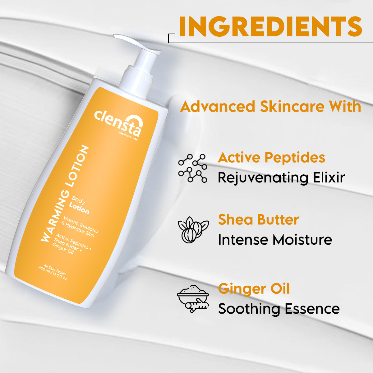 Clensta Warming Body Lotion (400ml)
