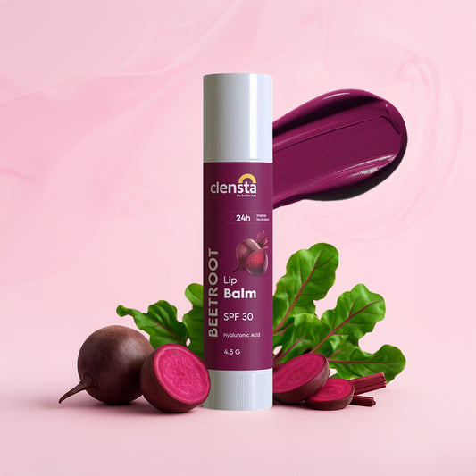 Clensta Beetroot Lip Balm With Hyaluronic Acid Spf 30 With Beetroot & Hyaluronic Acid For Moisture, Hydrates & Lightens Dark Lips For Women & Men 4.5g, Clear