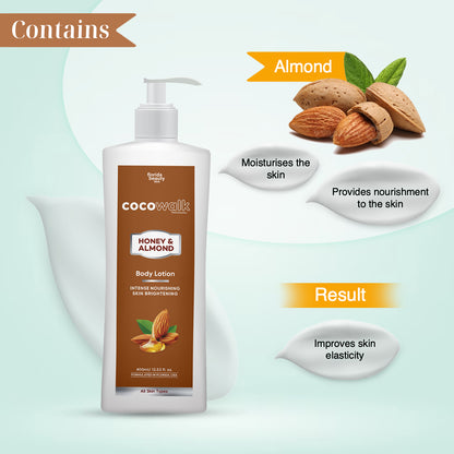 Cocowalk Professional Body Lotion with Honey and Almond | Intense Nourishing & Skin Brightening | 400ml