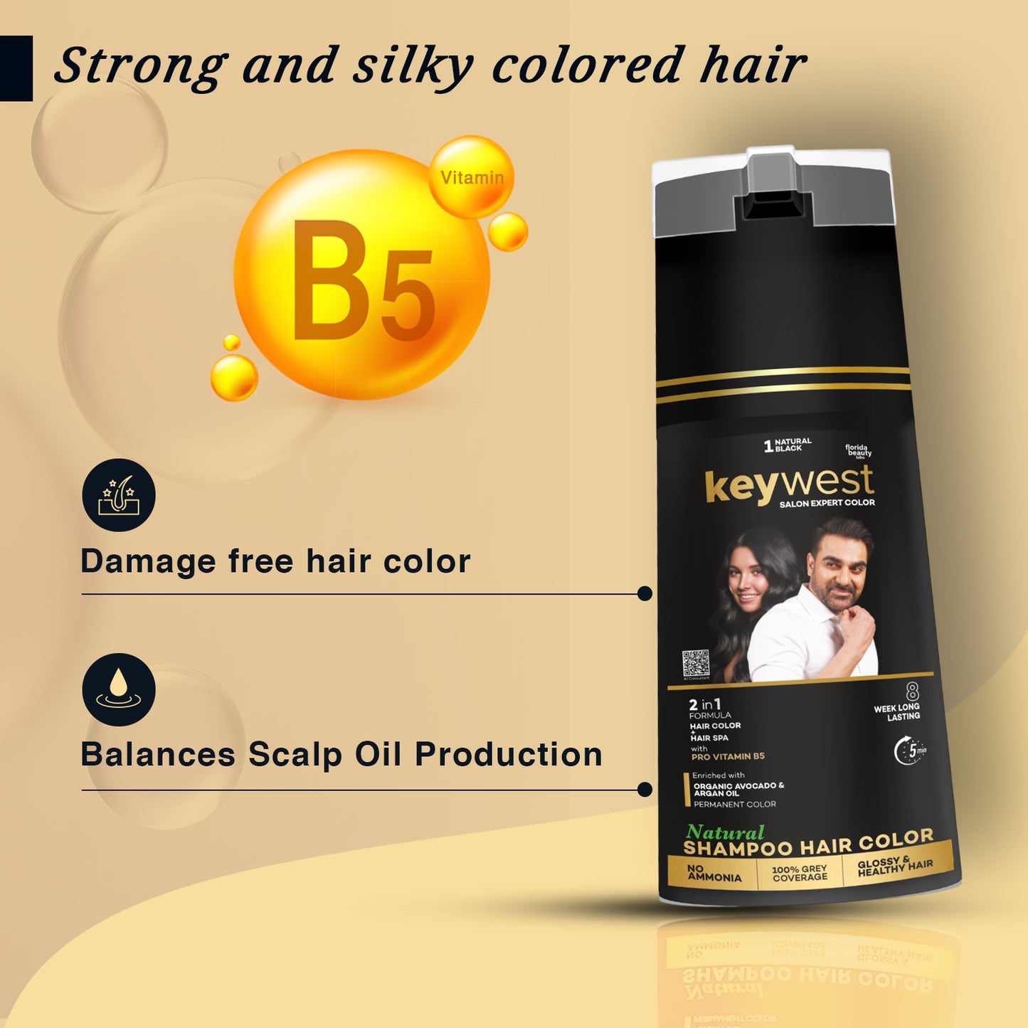 The keywest shampoo hair color has benefits of vitamin b5