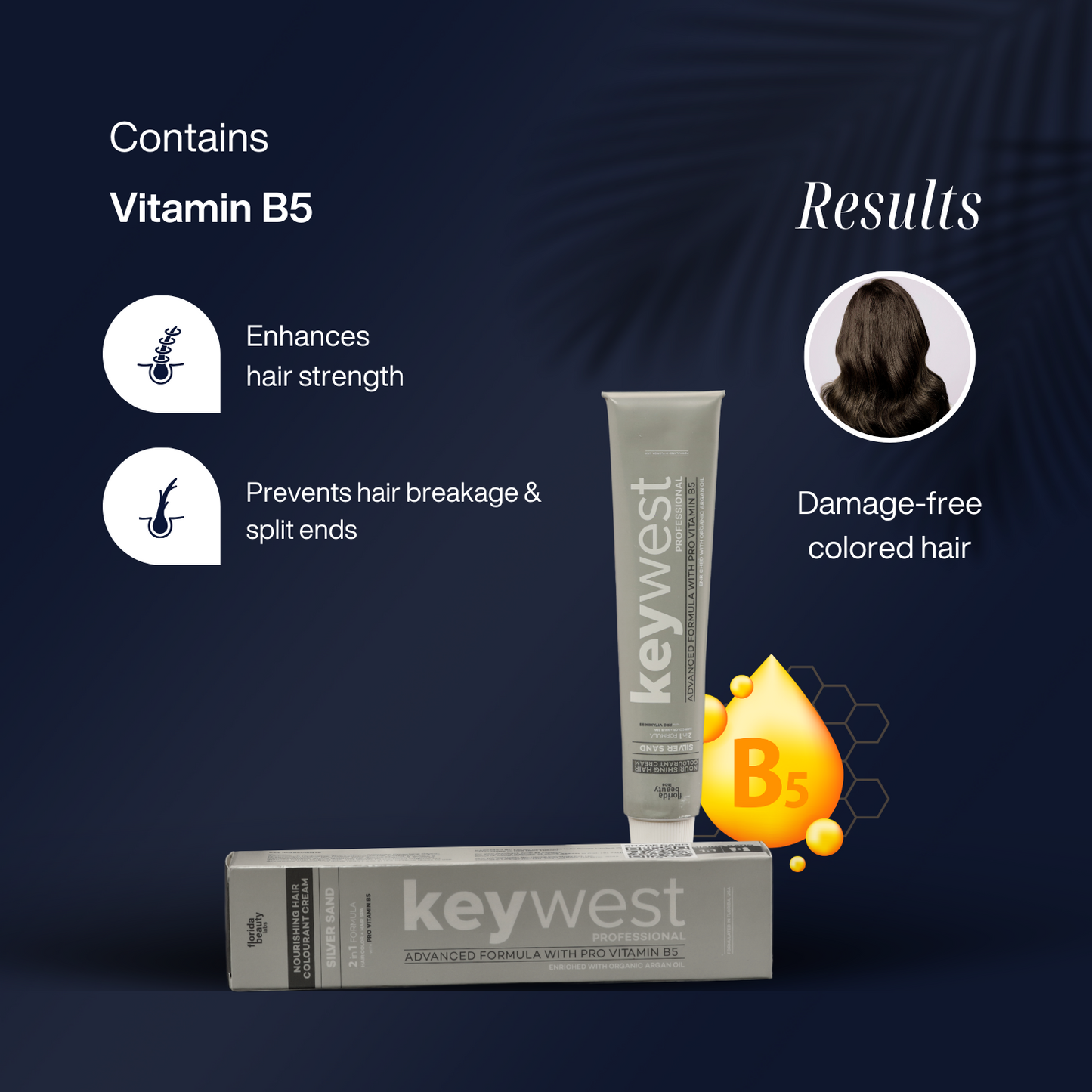 Keywest Professional Silver Sand Hair Colourant Cream with Pro Vitamin B5 & Organic Argan Oil | 2-in-1 Hair Colour with Spa | 80gms