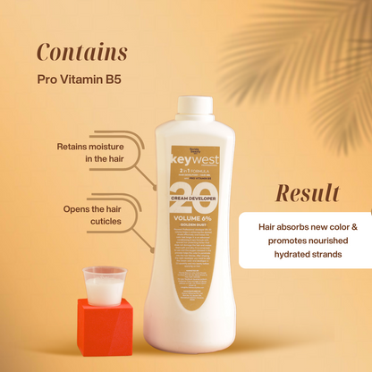 Keywest Professional Golden Dust Developer with Pro Vitamin B5 | 2-in-1 Hair Color with Spa | No Ammonia Routine | 1000ml