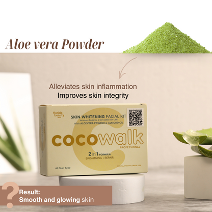 Cocowalk Professional Skin Whitening Facial Kit | 2-in-1 Formulation | Brightening & Repair | Aloe Vera Powder & Almond Oil.