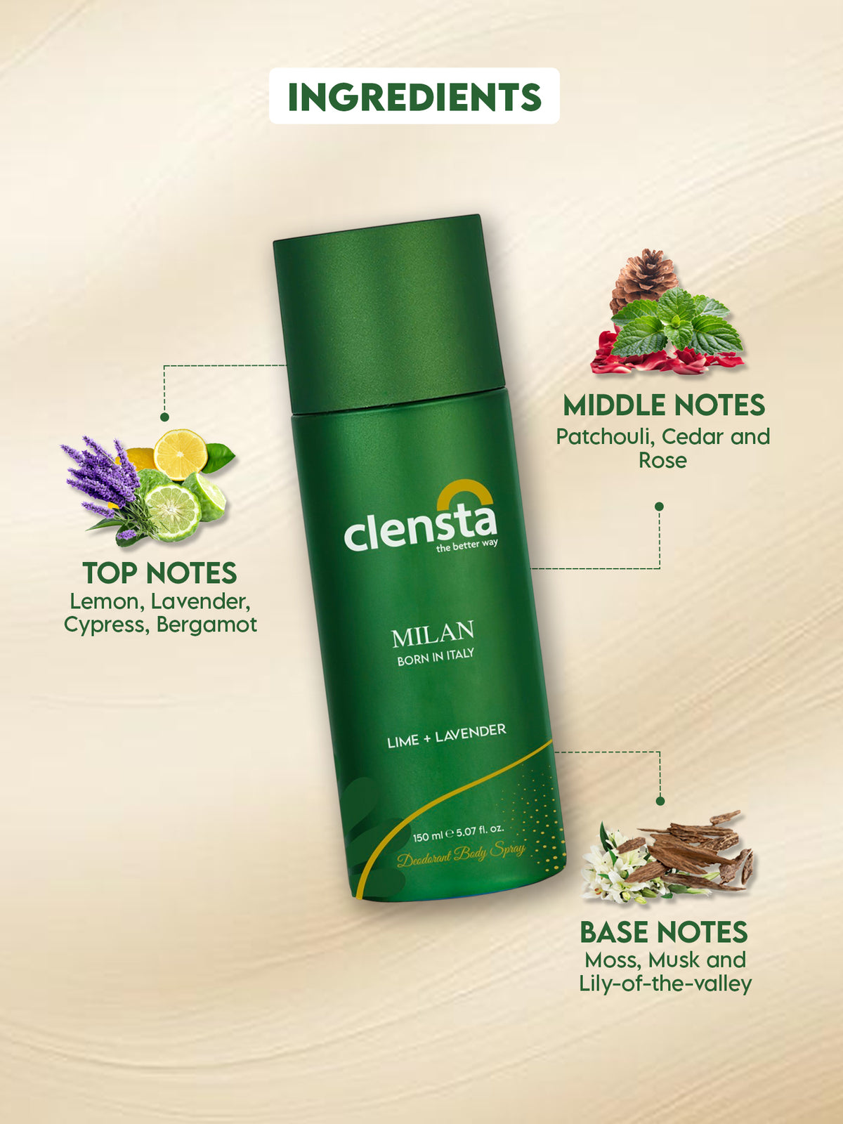Clensta Deodorant for Men (Pack of 4) - 150ml