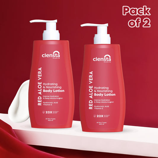 Clensta Red Aloe Vera Hydrating & Nourishing Body Lotion Pack of 2 (400ml + 400ml)