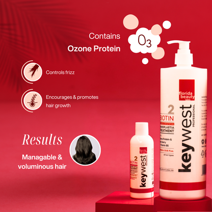 Keywest Professional Nanoplastia Treatment with Ozone Protein, Acai Berry and Vitamin B5 | For Frizzy & Damaged Hair | 1000ml