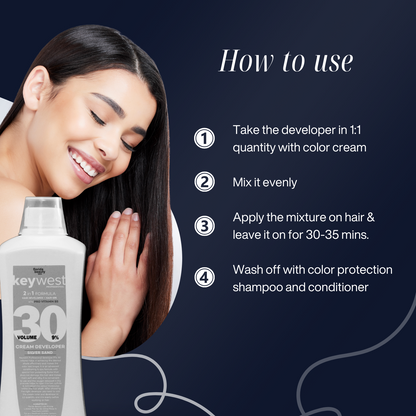 Keywest Professional Silver Sand Developer with Pro Vitamin B5 9% 30 Vol.| 2-in-1 Hair Color with Spa | 1000ml