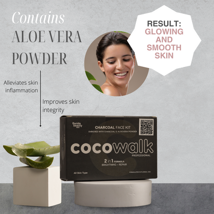 Cocowalk Professional Charcoal Facial Kit | 2-in-1 Formulation | Brightening & Repair | Charcoal & Aloe Vera Powder.