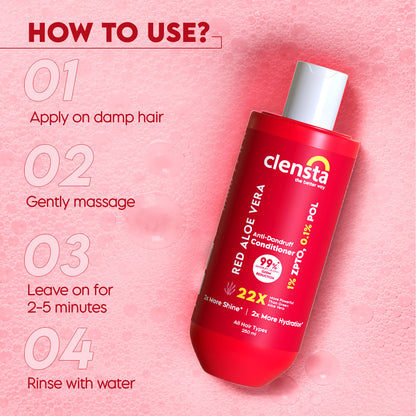 Clensta Red Aloe Vera Anti-Dandruff Conditioner (250ml)