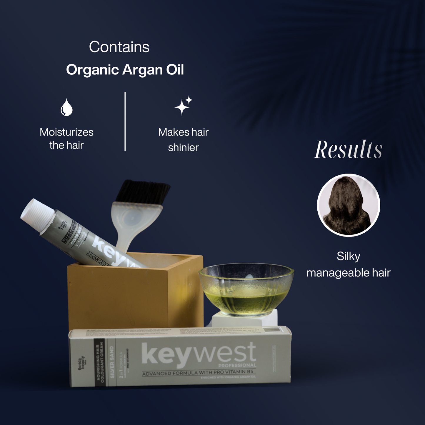 Keywest Professional Silver Sand Hair Colourant Cream with Pro Vitamin B5 & Organic Argan Oil | 2-in-1 Hair Colour with Spa | 80gms