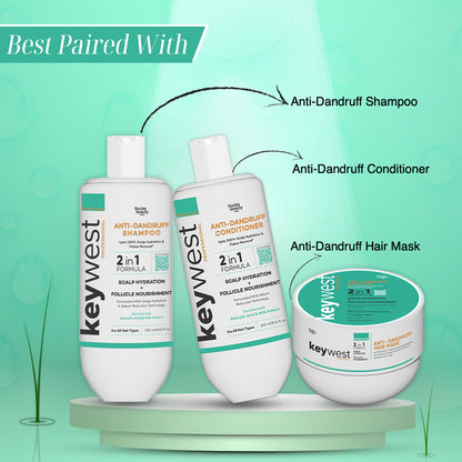 Keywest Professional Anti-Dandruff Hair Mask | 2-in-1 Formula | Scalp Hydration & Follicle Nourishment | 200gm