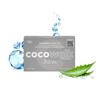 Cocowalk Professional Diamond Facial Kit | 2-in-1 Formulation | Brightening & Repair | Diamond & Aloe Vera Powder.