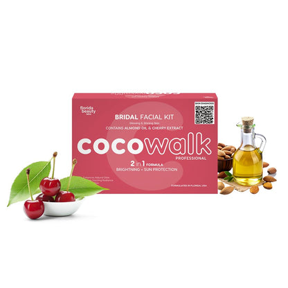 Cocowalk Professional Bridal Facial Kit | 2-in-1 Formulation | Brightening & Repair | Almond Oil & Cherry Extract.