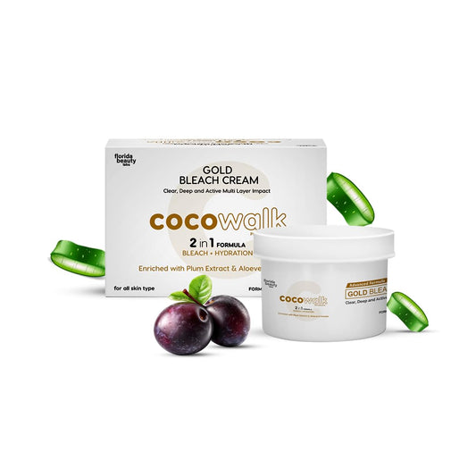 Cocowalk Professional Gold Bleach Cream with Plum Extract & Aloe Vera | 2 in 1 Bleach and Hydration | 50gms