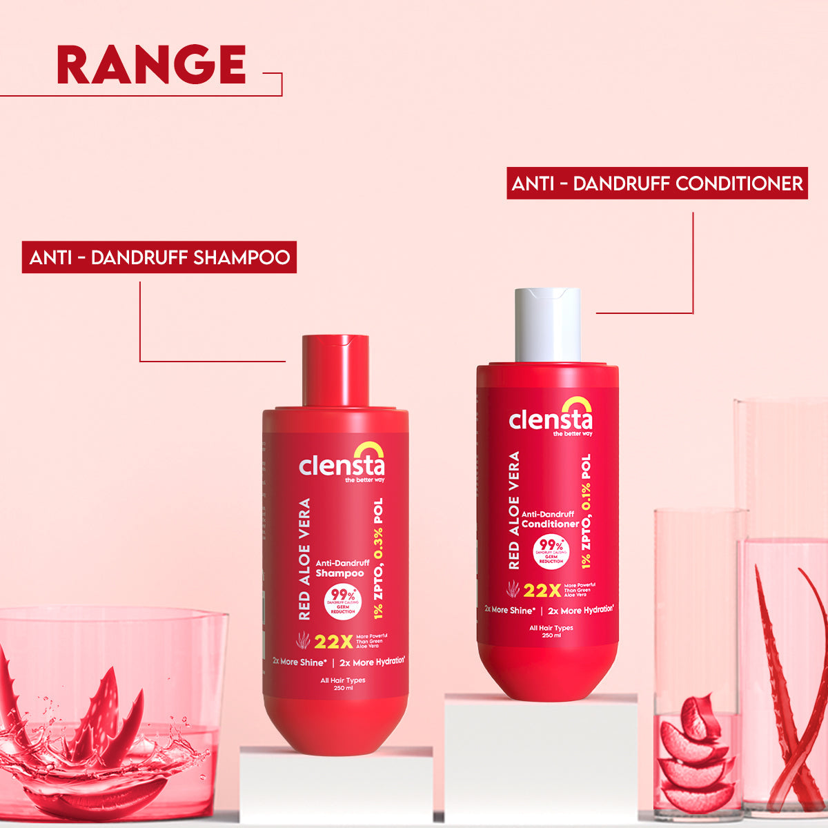 Clensta Red Aloe Vera Anti-Dandruff Shampoo (250 Ml)