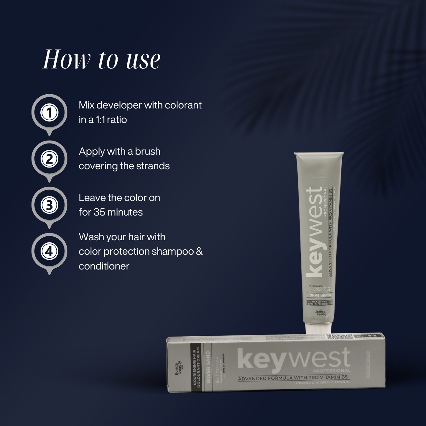 Keywest Professional Silver Sand Hair Colourant Cream with Pro Vitamin B5 & Organic Argan Oil | 2-in-1 Hair Colour with Spa | 80gms