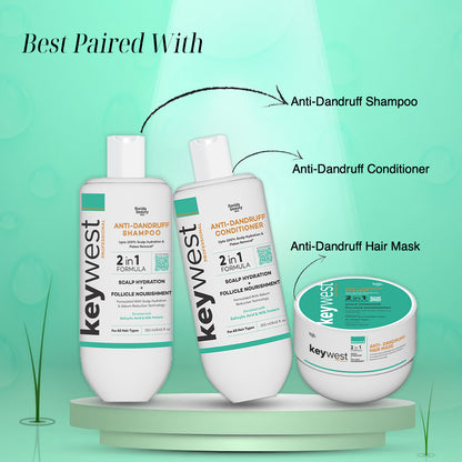 Keywest Professional Anti-Dandruff Conditioner | 2-in-1 Formula | Scalp Hydration & Follicle Nourishment | 250ml