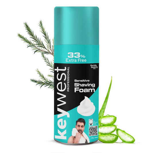 Keywest Sensitive Pre Shaving Foam for Men, 385g (33% Extra Free)