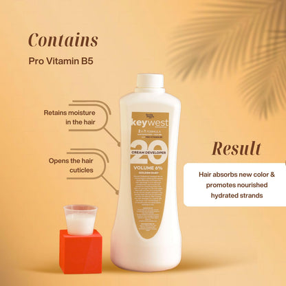 Keywest Professional Golden Dust Developer with Pro Vitamin B5 | 2-in-1 Hair Color with Spa | No Ammonia Routine | 1000ml