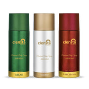 Clensta Deodorant for Men Combo Pack of 3 Body Spray 150ml x 3 | Long Lasting | Gift for Men Boyfriend Husband (Milan, Madrid, Barcelona)