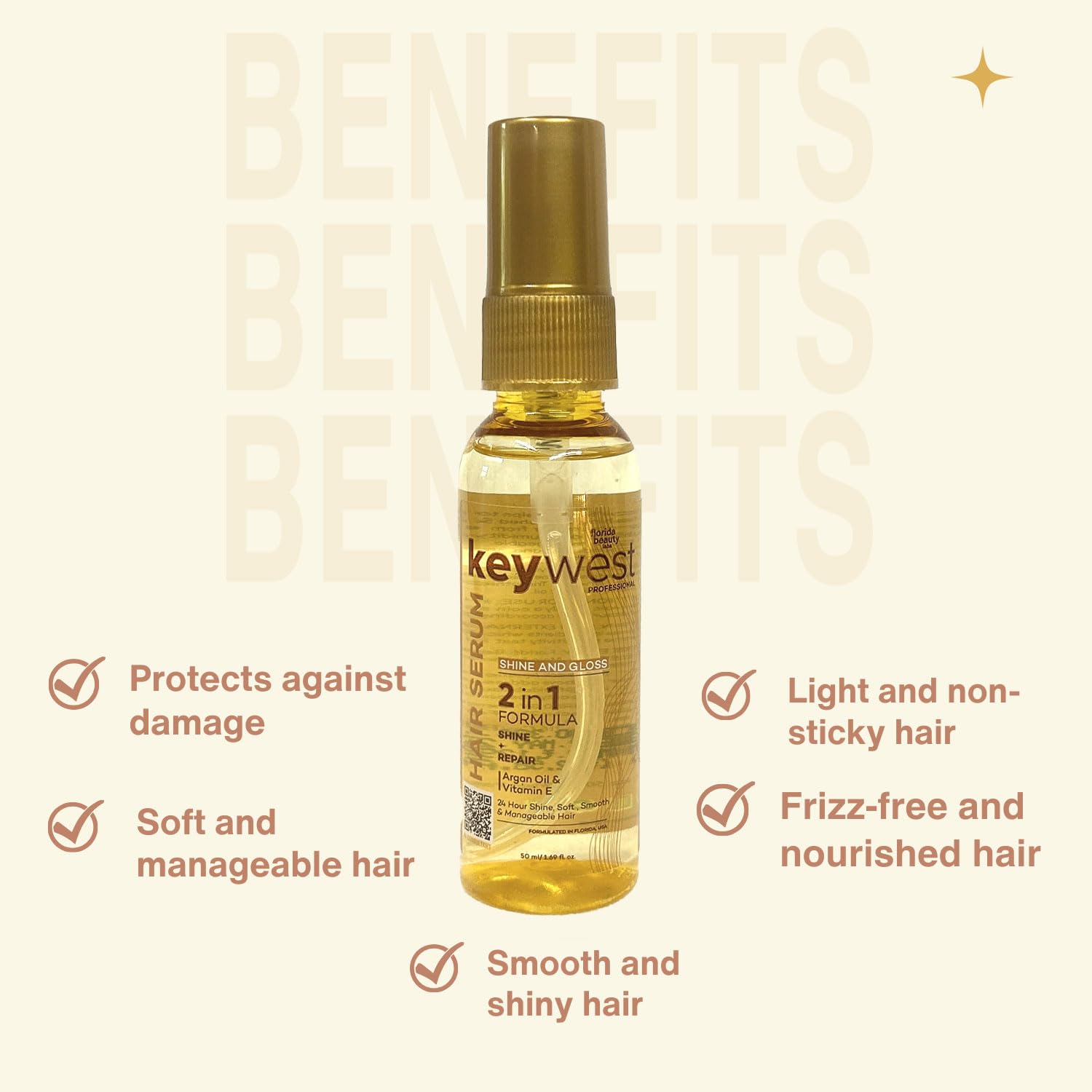 Keywest Professionals Shine and Gloss Hair Serum  Shine & Repair 50ml.
