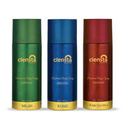 Clensta Deodorant for Men Combo Pack of 3 Body Spray 150ml x 3 | Long Lasting | Gift for Men Boyfriend Husband (Milan, Rome, Barcelona)