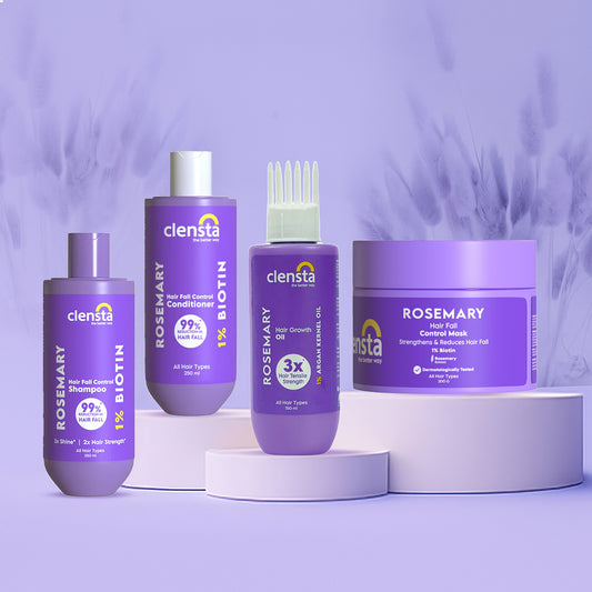 Clensta Rosemary Anti-Hairfall Kit (Shampoo + Conditioner + Mask + Oil)