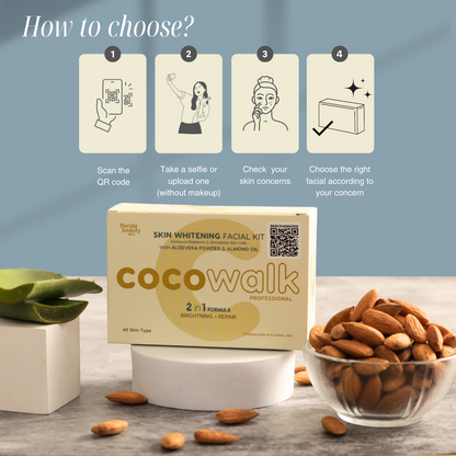 Cocowalk Professional Skin Whitening Facial Kit | 2-in-1 Formulation | Brightening & Repair | Aloe Vera Powder & Almond Oil.