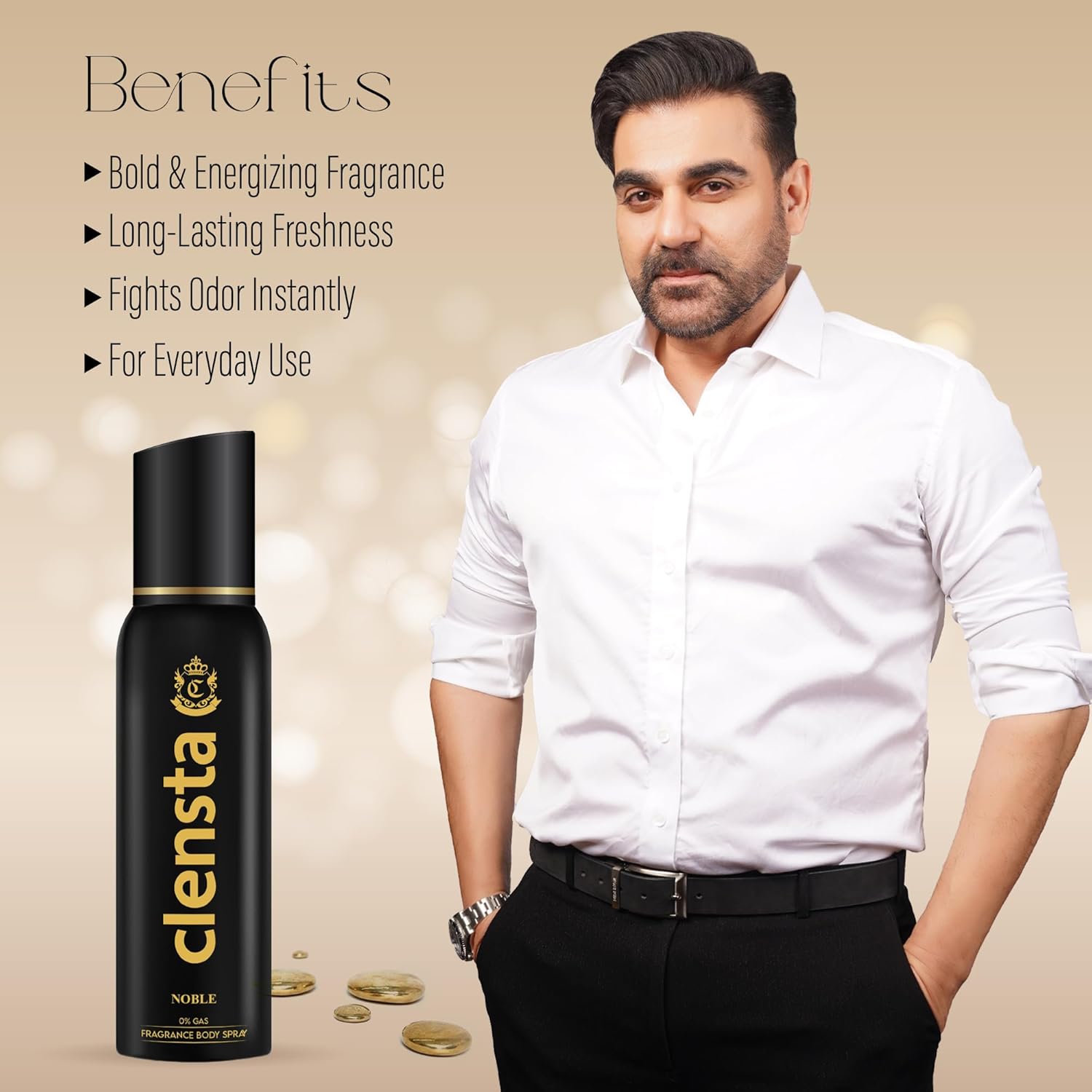 Clensta Noble 0% No Gas Deodorant for Men 150ml Body Spray Long Lasting | No Gas Deo for Men