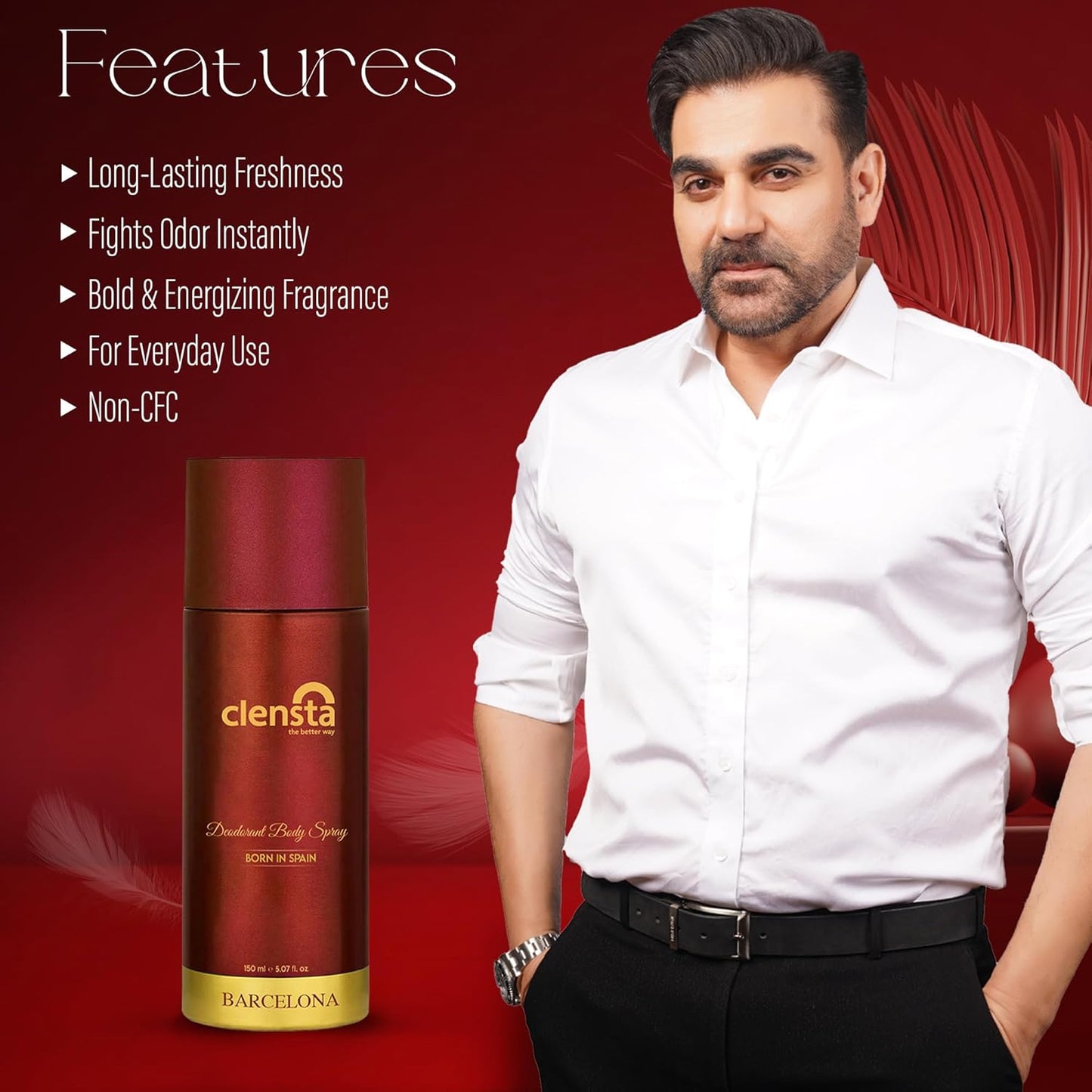Clensta Deodorant for Men Combo Pack of 3 Body Spray 150ml x 3 | Long Lasting | Gift for Men Boyfriend Husband (Rome, Barcelona, Madrid)