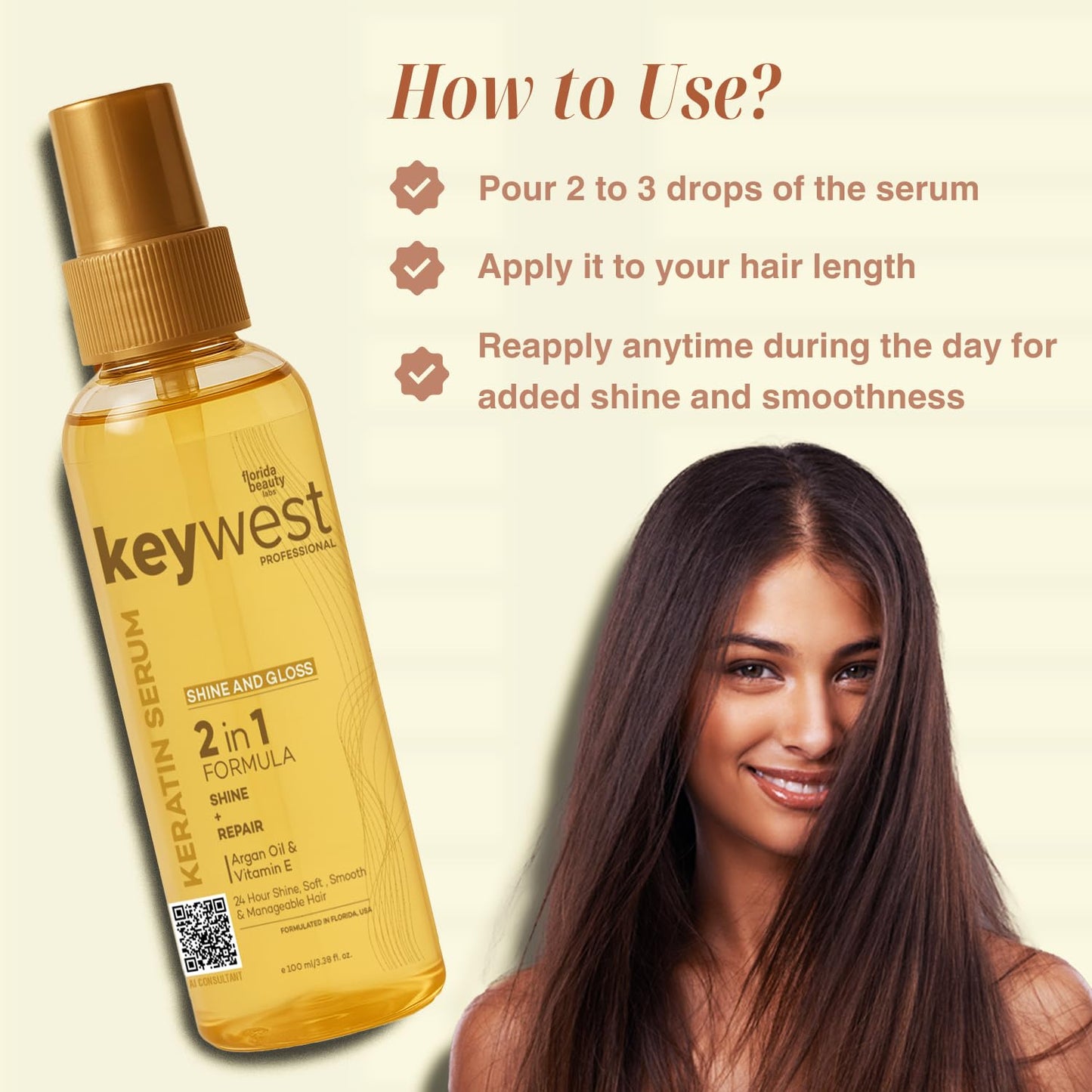 Keywest Professionals Shine and Gloss Hair Serum (100ml)