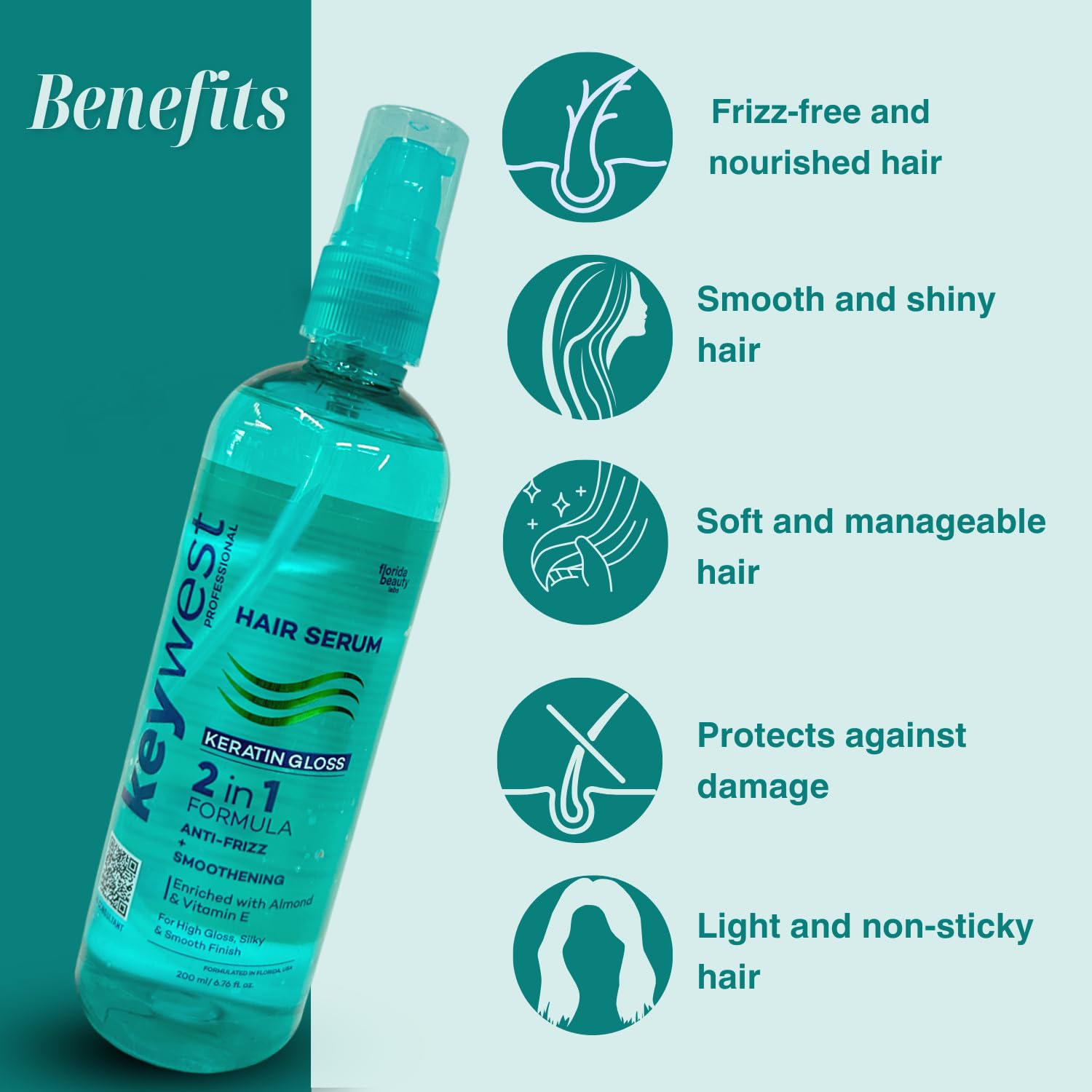 Keywest Professionals Keratin Gloss Hair Serum Anti-Frizz & Smoothening 200ml