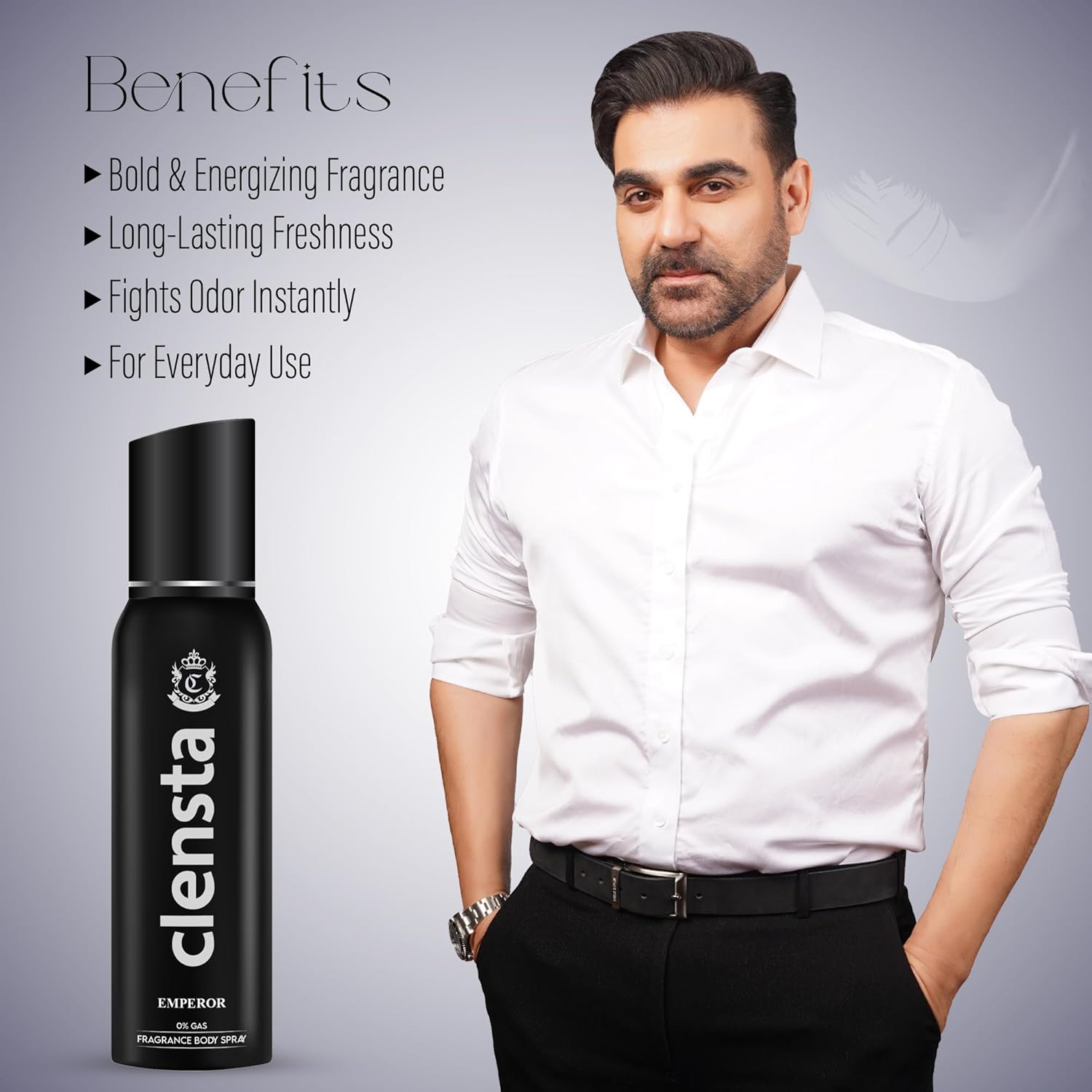 Clensta Emperor 0% No Gas Deodorant for Men 150ml Body Spray Long Lasting | No Gas Deo for Men