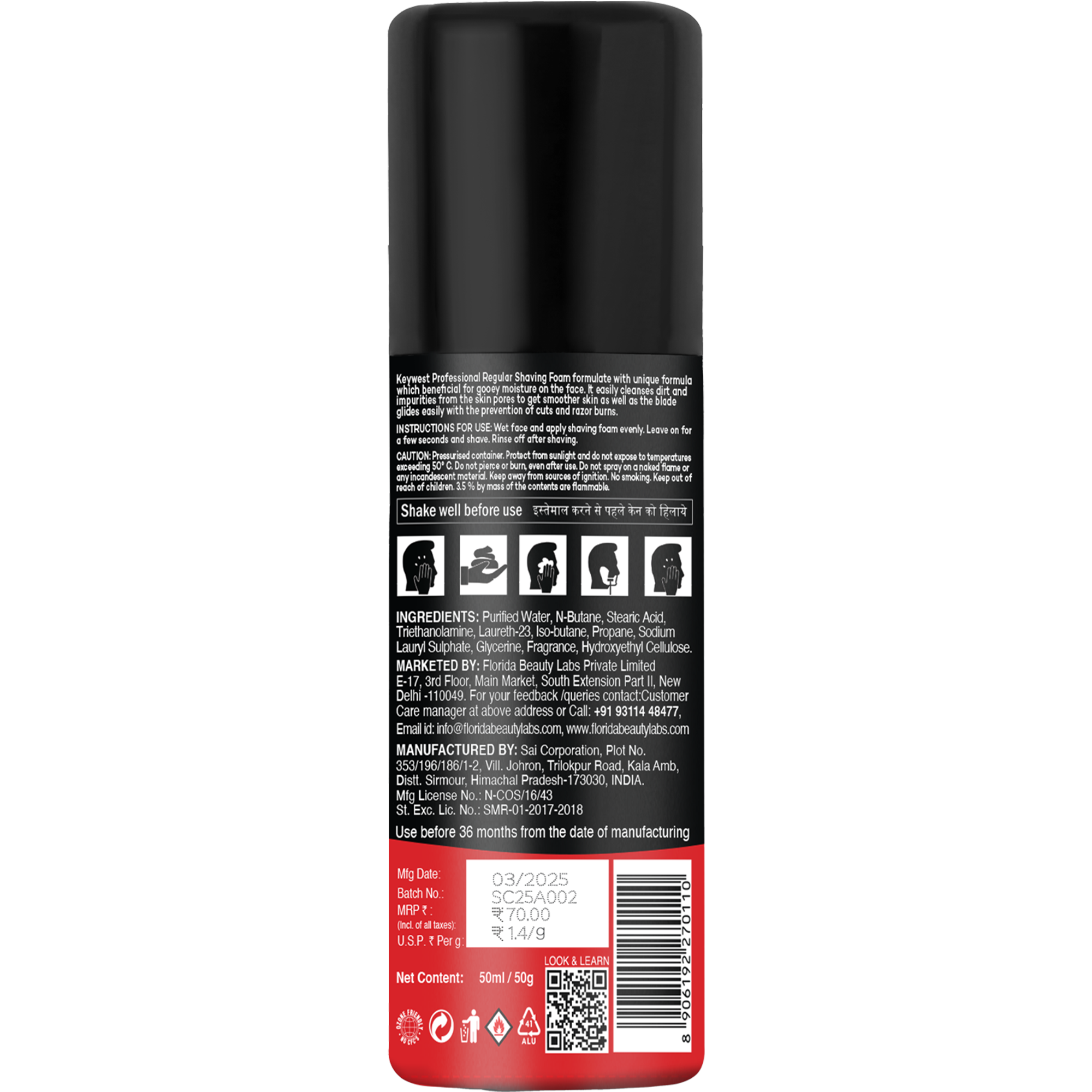 Keywest Regular Pre Shaving Foam for Men 50g