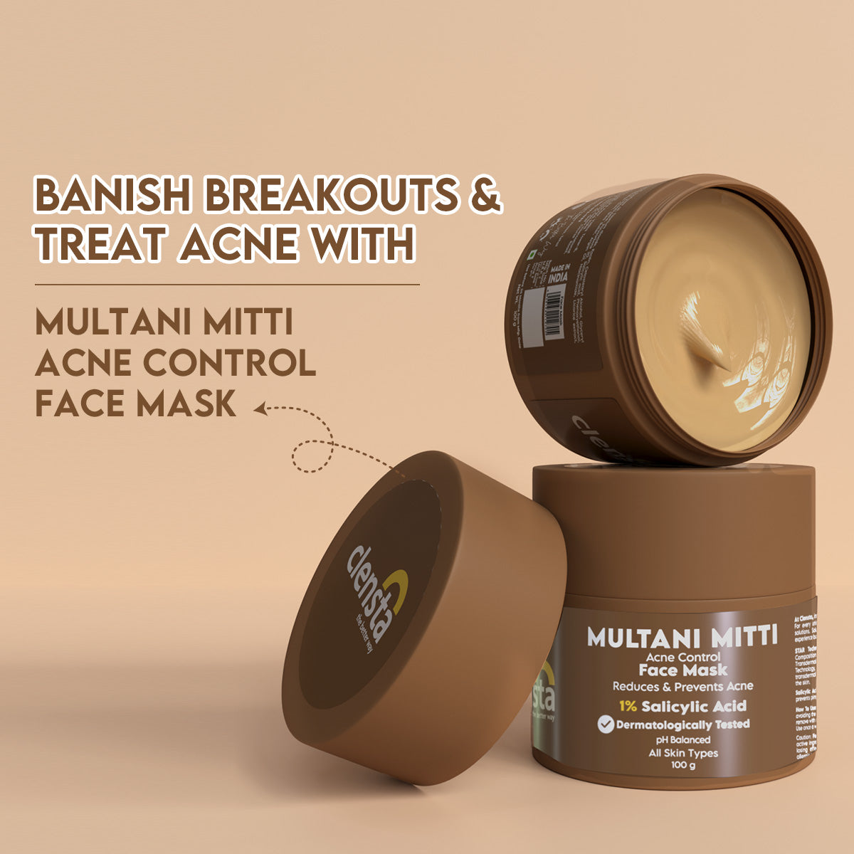 Clensta Multani Mitti Acne Control Face Mask (100 Gm)