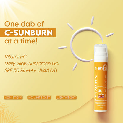 Clensta Vitamin C Daily Glow Sunscreen Gelspf 50+++ Uva/Uvb (50 Gm)