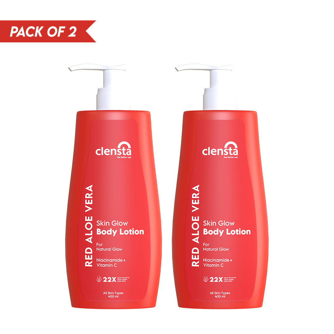 Clensta Red Aloe Vera Skin Glow Body Lotion (400 Ml + 400 Ml)