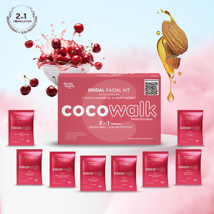 Cocowalk Professional Bridal Facial Kit | 2-in-1 Formulation | Brightening & Repair | Almond Oil & Cherry Extract.