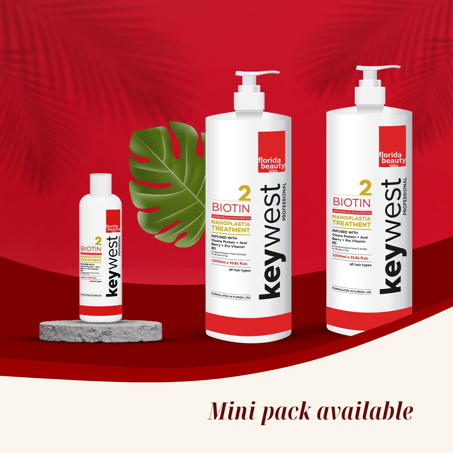 Keywest Professional Nanoplastia Treatment with Ozone Protein, Acai Berry and Vitamin B5 | For Frizzy & Damaged Hair | 1000ml