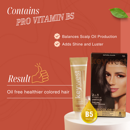 Keywest Salon Expert Hair Color Cream | Grey Coverage | No Ammonia | Pro Vitamin B5 | 130ml